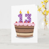 13歳オンお誕生日ケーキ カード (黄色い花)