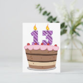 13歳オンお誕生日ケーキ ポストカード (スタンド正面)