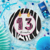 13歳ガールゼブラストライプトレンディー誕生日 ペーパープレート (パーティー)