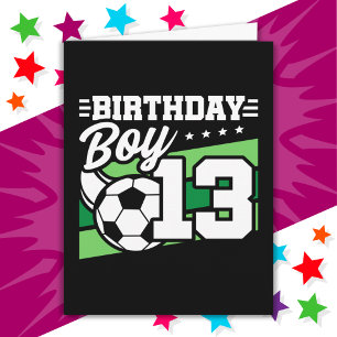 13歳サッカーサッカーキッズ13誕生日少年 カード