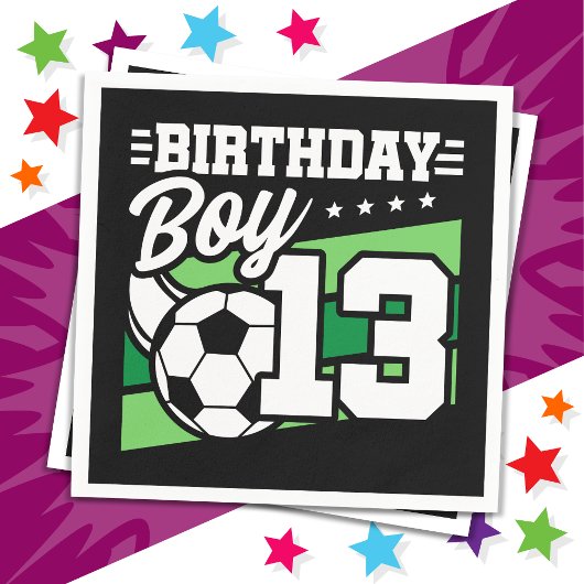 13歳サッカーサッカーキッズ13誕生日少年 スタンダードカクテルナプキン