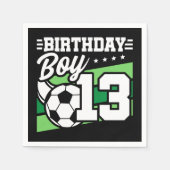 13歳サッカーサッカーキッズ13誕生日少年 スタンダードカクテルナプキン (正面)