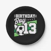 13歳サッカーサッカーキッズ13誕生日少年 ペーパープレート (正面)