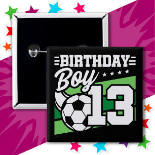 13歳サッカーサッカーキッズ13誕生日少年 缶バッジ