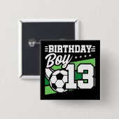 13歳サッカーサッカーキッズ13誕生日少年 缶バッジ (正面&裏面)