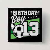 13歳サッカーサッカーキッズ13誕生日少年 缶バッジ (正面)
