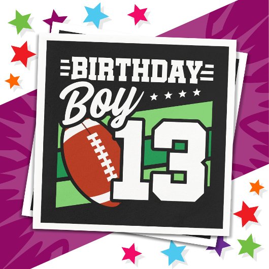 13歳サッカーパーティーテーマ13th誕生日ボーイ スタンダードカクテルナプキン