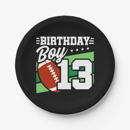 13歳サッカーパーティーテーマ13th誕生日ボーイ ペーパープレート (正面)