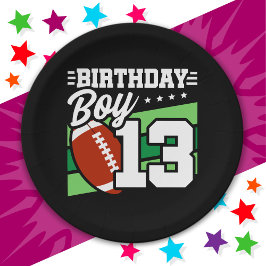 13歳サッカーパーティーテーマ13th誕生日ボーイ ペーパープレート
