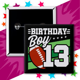 13歳サッカーパーティーテーマ13th誕生日ボーイ 缶バッジ