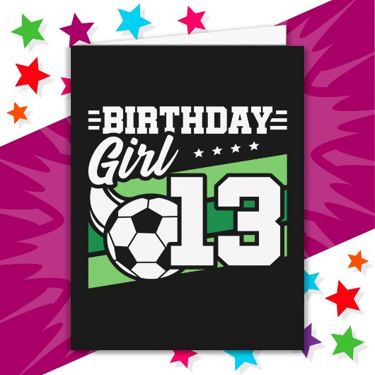 13歳サッカー13誕生日女 カード
