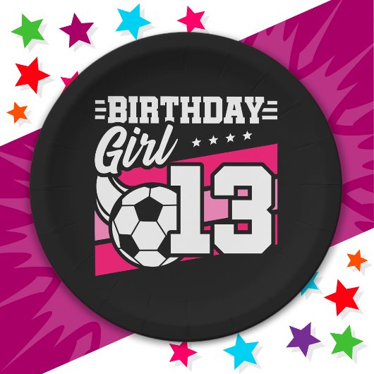 13歳サッカー13誕生日女 ペーパープレート