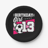 13歳サッカー13誕生日女 ペーパープレート (正面)