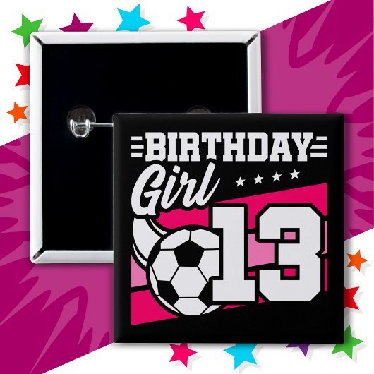 13歳サッカー13誕生日女 缶バッジ