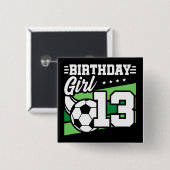 13歳サッカー13誕生日女 缶バッジ (正面&裏面)