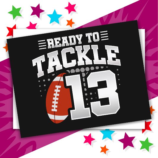 13歳タックルサッカーパーティー13誕生日 ポストカード