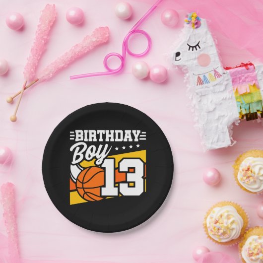 13歳バスケットボールパーティー13誕生日少年 ペーパープレート (パーティー)
