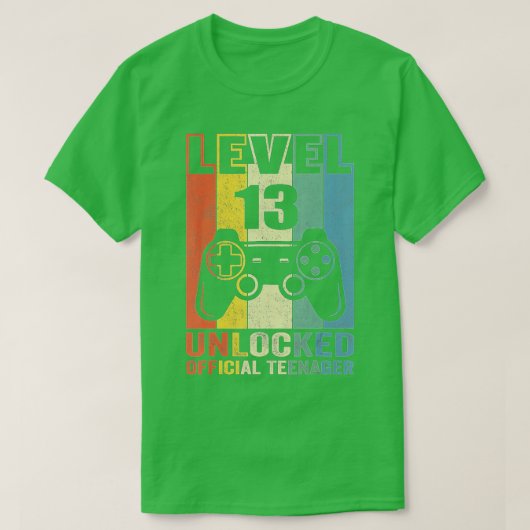 13歳ボーイズ13誕生日レベル13ロック解除 Tシャツ (デザイン正面)