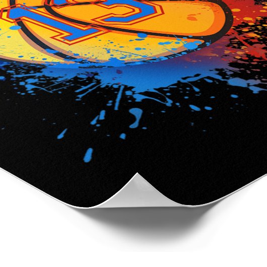 13歳13誕生日バスケットボールギフトfor Boy ポスター (角)