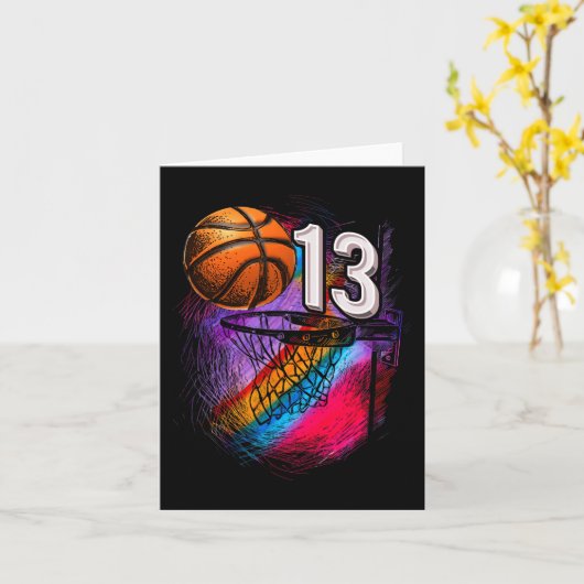 13歳13誕生日バスケットボール部10代の員 カード (黄色い花)