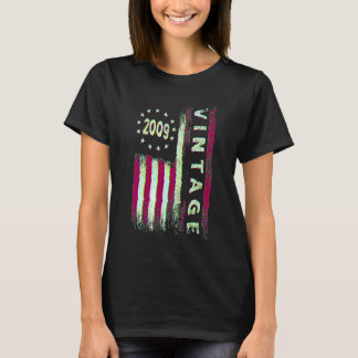13歳 アメリカ国旗 2009年 レトロ 13歳の誕生日 Tシャツ