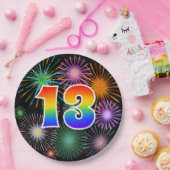 13番目のイベント-おもしろい,カラフルレはっきりしたインボー13 ペーパープレート (パーティー)