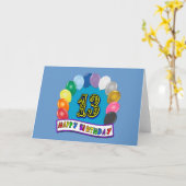 13番目の誕生日の贈り物と風船の詰め合わせデザイン カード (黄色い花)