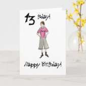 13番目の誕生日カード – 男の子 カード (黄色い花)