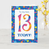 13番目の誕生日カード(Son, ストライプ Stars用) カード (黄色い花)