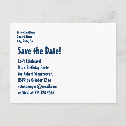 13番目の誕生日プールパーティー保存日付V06 案内ポストカード (裏面)