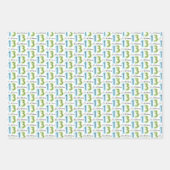 13番目の誕生日番号グリーンブルー ラッピングペーパーシート (正面)