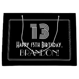 13番目の誕生日:インスパイアアールデコの「13」の外観と名前 ラージペーパーバッグ