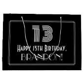 13番目の誕生日:インスパイアアールデコの「13」の外観と名前 ラージペーパーバッグ (裏面)