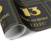 13番目の誕生日-インスパイアアールデコルック"13" & Name ラッピングペーパー (ロールコーナー)