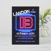 13番目の誕生日、10代のパーティー、ネオン、グローパーティー 招待状 (スタンド正面)