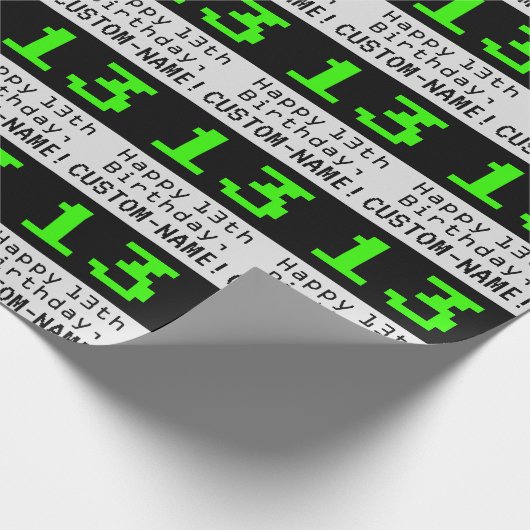 13番目の誕生日- Nerdy / オタク系のスタイル"13"と名前 ラッピングペーパー (角)