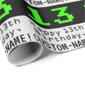 13番目の誕生日- Nerdy / オタク系のスタイル"13"と名前 ラッピングペーパー (ロールコーナー)