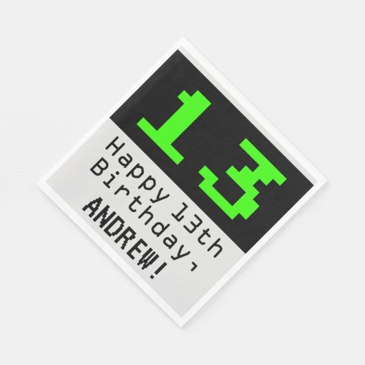 13番目の誕生日- Nerdy / オタク系のスタイル"13" & Name スタンダードランチョンナプキン (角)