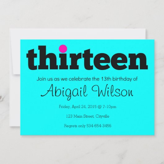 13第13誕生日のパーティの招待状 招待状 (正面)