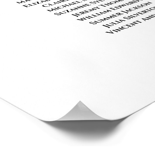 13表アイボリー白フローラ結婚の座席表 ポスター (角)