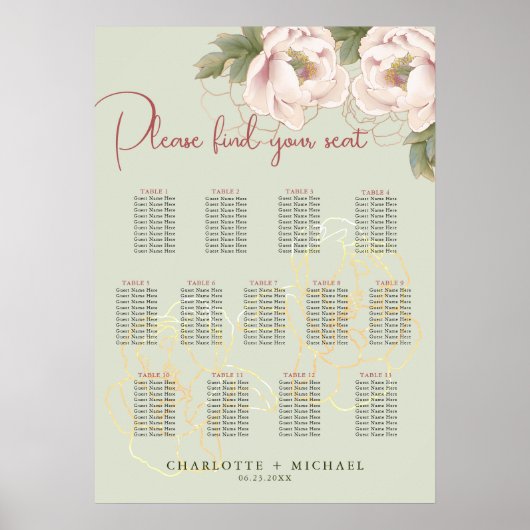 13表セージと赤面フローラ結婚の座席表 ポスター (正面)
