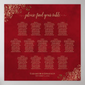 13表フリリー結婚の座席表(赤と金ゴールド) ポスター (正面)