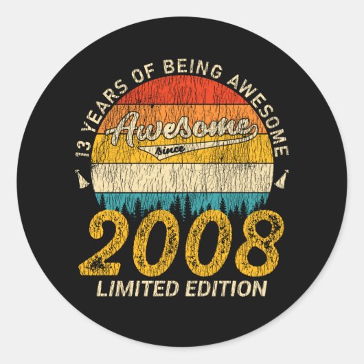 13誕生日から2008素晴らし年13歳 ラウンドシール (正面)