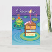 13誕生日かわいいカエル カード (正面)