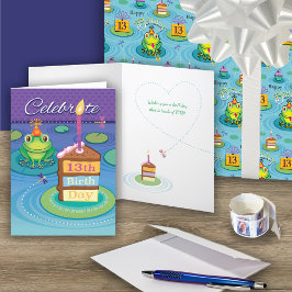 13誕生日かわいいカエル カード