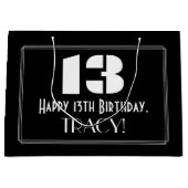 13誕生日インスパイア~アールデコルック"13" +名前 ラージペーパーバッグ (正面)