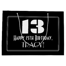 13誕生日インスパイア～アールデコルック"13" +名前 ラージペーパーバッグ