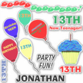 13誕生日カップケーキバルーズビニール シール (正面)