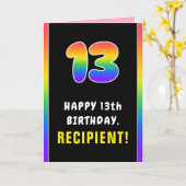 13誕生日カラフル:レインボー# 13,名前をカスタムする カード (黄色い花)