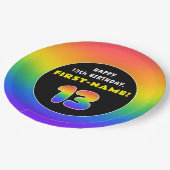 13誕生日カラフル:レインボー# 13,名前をカスタムする ペーパープレート (アングル)